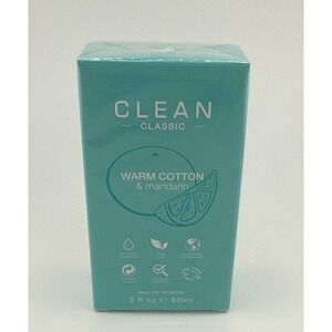 Clean Classic Warm Cotton & Mandarin Eau de Toilette Spray 2 fl oz 60ml NEW